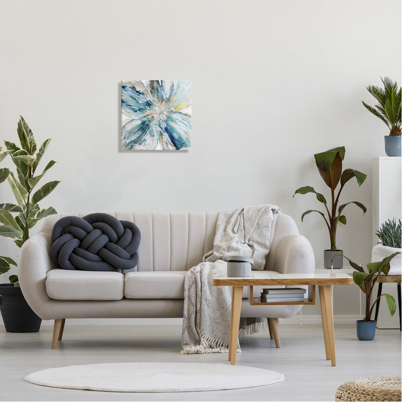 «Blossom Burst Abstract Flower» par Carol Robinson - peinture sur toile tendue, H 17 po x l 17 po x P 1,5 po
