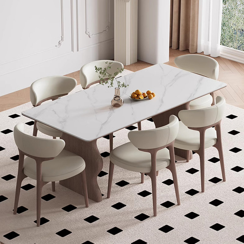 Light luxury high-end rectangular dining table set, 29.5" H x 70.8" L x 35.4" W