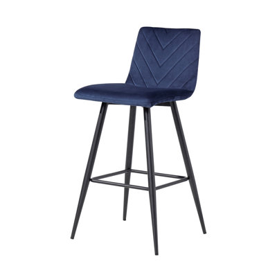 Holt Retro Bar Stool - Blue Velvet