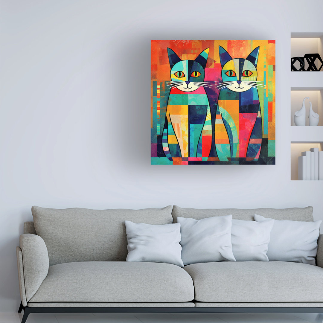 Animals Ray Heere Colorful Cat 5 Canvas Art Winston Porter 