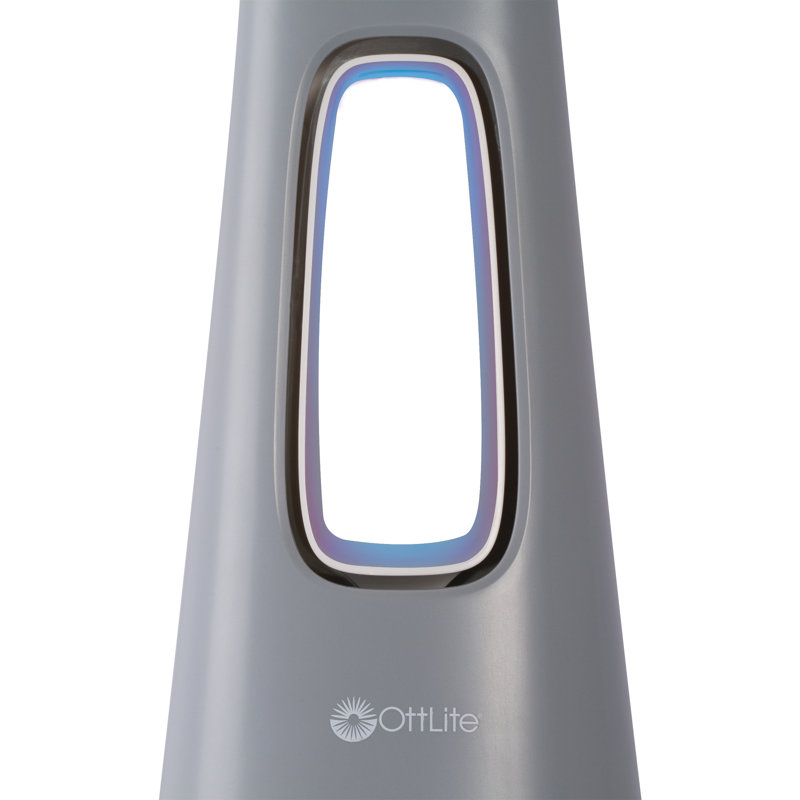 OttLite Cool Breeze LED Fan Lamp with 3 Speed Bladeless Fan and 5 Brightness Settings, Gray