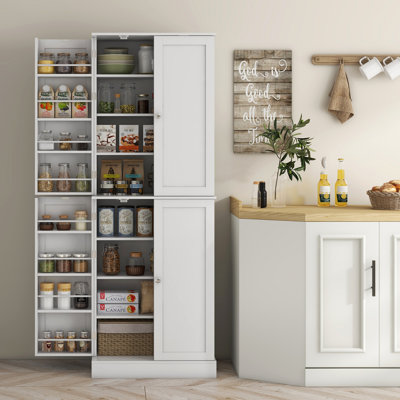 Armoire de cuisine, armoire de rangement moderne avec portes et tablettes, armoire autoportante