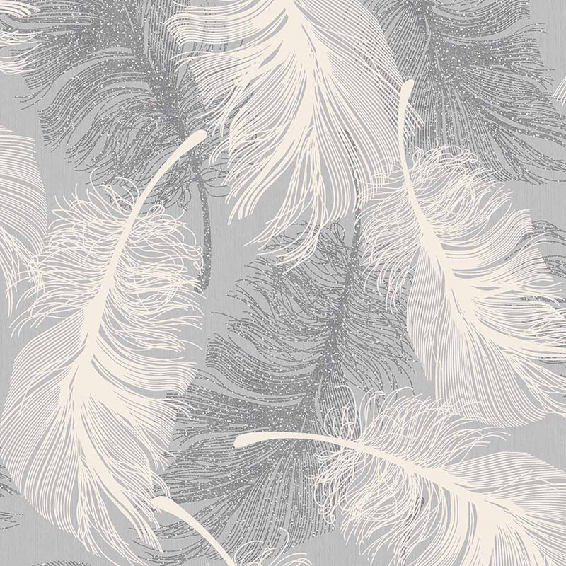 Guidinha Feather 10.05m x 52cm Wallpaper Roll, Dappled Grey