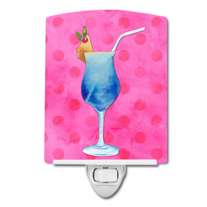 Éclairage de nuit en céramique summer cocktail pois points, Rose