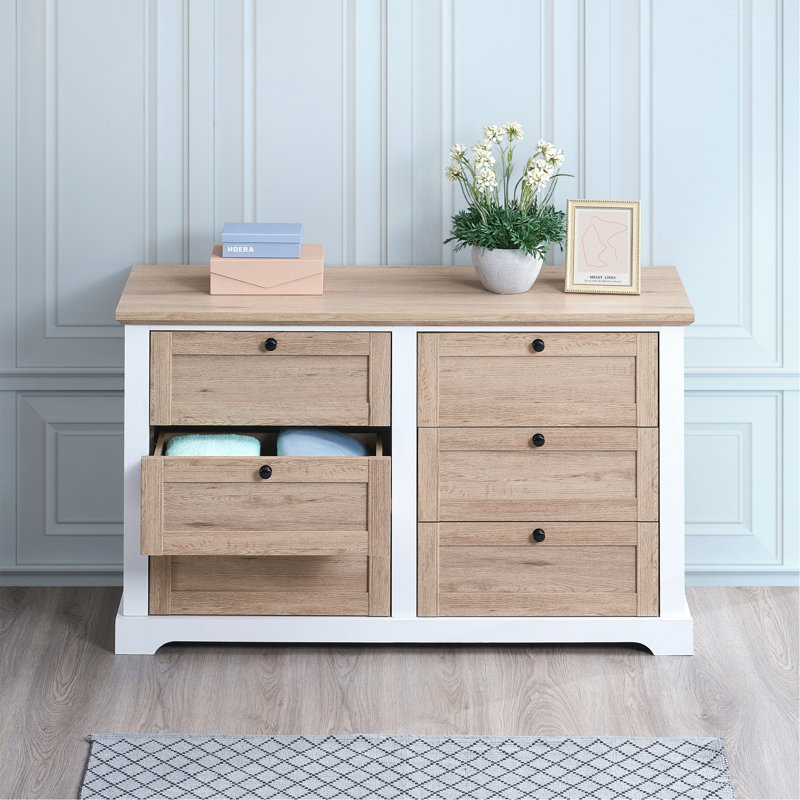 Modern 6 Drawer Master Dresser With Interlock Drawer Feature And Pre-Assembled Slide, Ideal For Bedroom And Closet Organization.