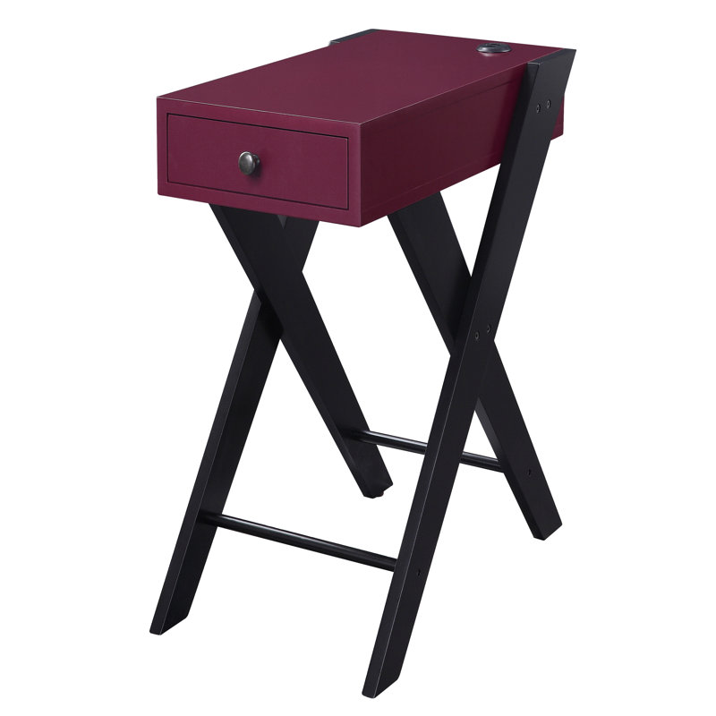 Table d'appoint bâbord avec tiroir pratique, style bourgogne/noir. Élégante et pratique, elle se distingue par son design noir/bordeaux.