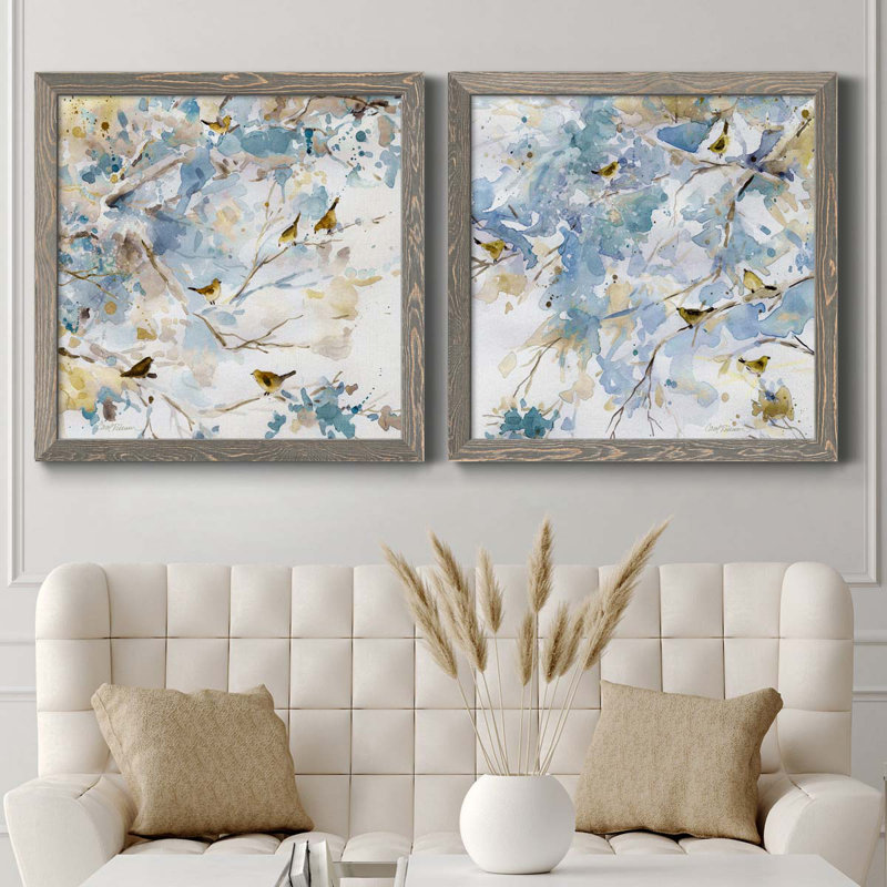 «Topaz Spring I», ensemble de 2 peintures sur toiles, Toile avec cadre gris, H 24 po x l 48 po x P 1 po