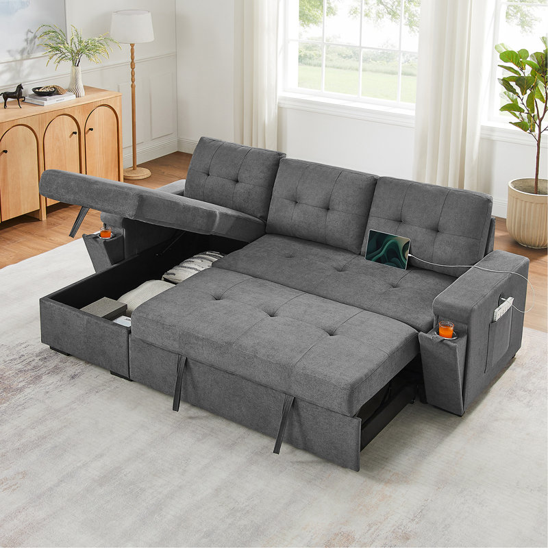 Canapé modulaire réversible en tissu tissé gris Toby