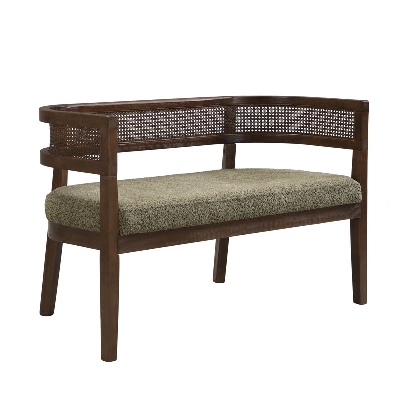 Causeuse Elio, Boucle verte / cadre en noyer