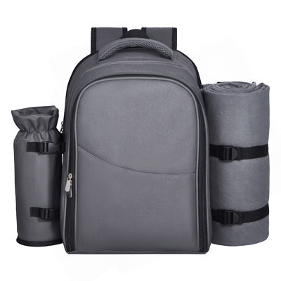 Sac à dos de plage pique-nique pour 2 personnes avec compartiment glacière gris