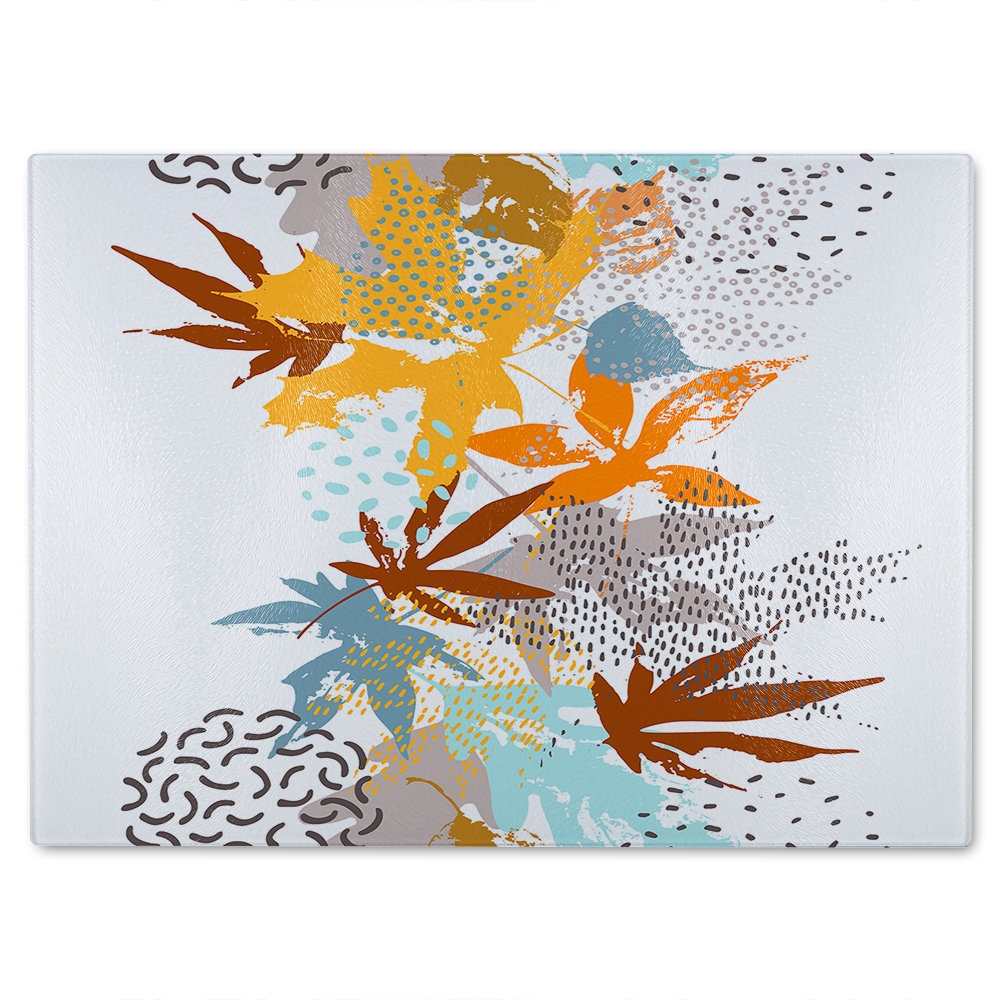 Japanese Leaves Glass Chopping Board