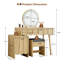 Ensemble de coiffeuse avec tabouret et miroir à DEL-1171380615