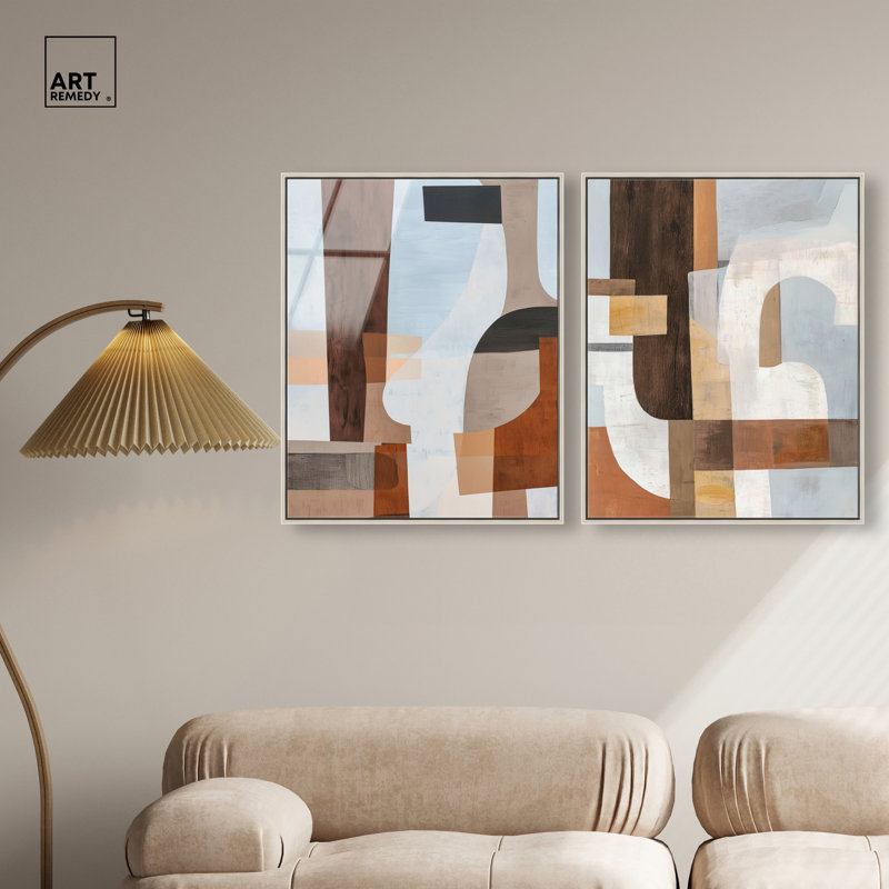Ensemble de décorations murales de salon en bois avec impression acrylique encadrée par Art Remedy, cadre argenté, 20 x 24