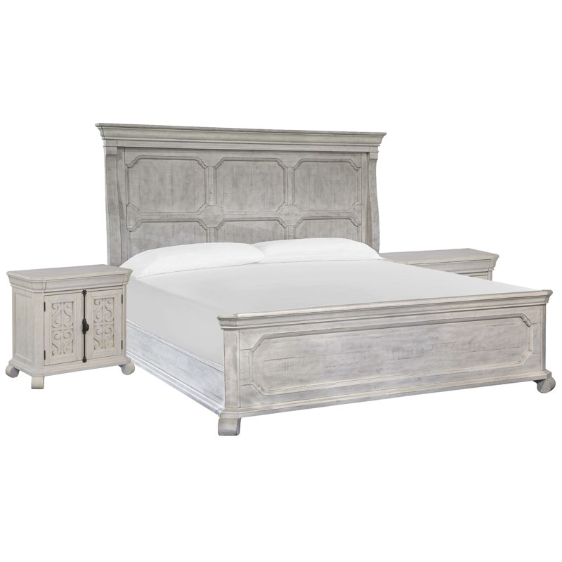 Très grand lit californien à panneau avec 2 commodes Barchelor, Trois pièces : lit, 2 tables de chevet