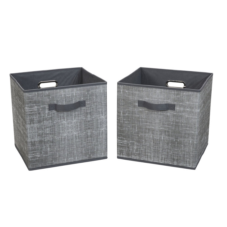 Strong Sturdy Chipboard Sides Fabric Bin Set (Set of 2) Latitude Run Color: Gray Mix