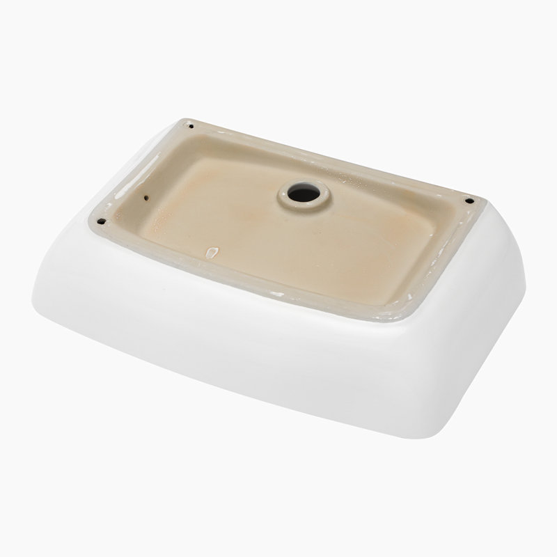 24" x 15" White Ceramic Rectangular Bathroom Vessel Sink