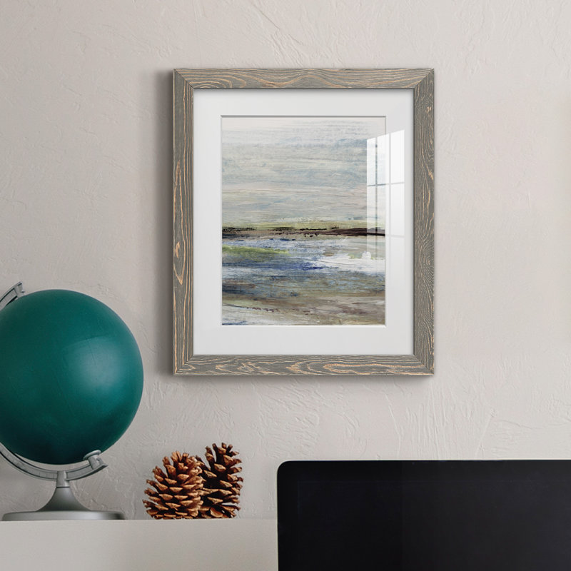 Wetlands II - peinture encadrée, H 20 po x l 17 po x P 1,5 po, gris