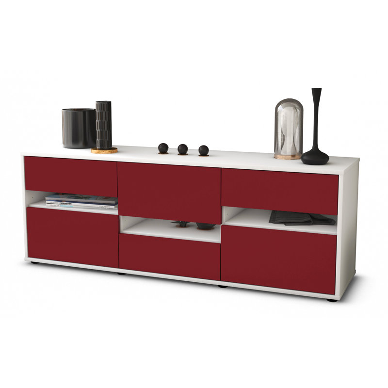 Yandell Unfinished TV Stand for TVs up to 60", Red / Matte White