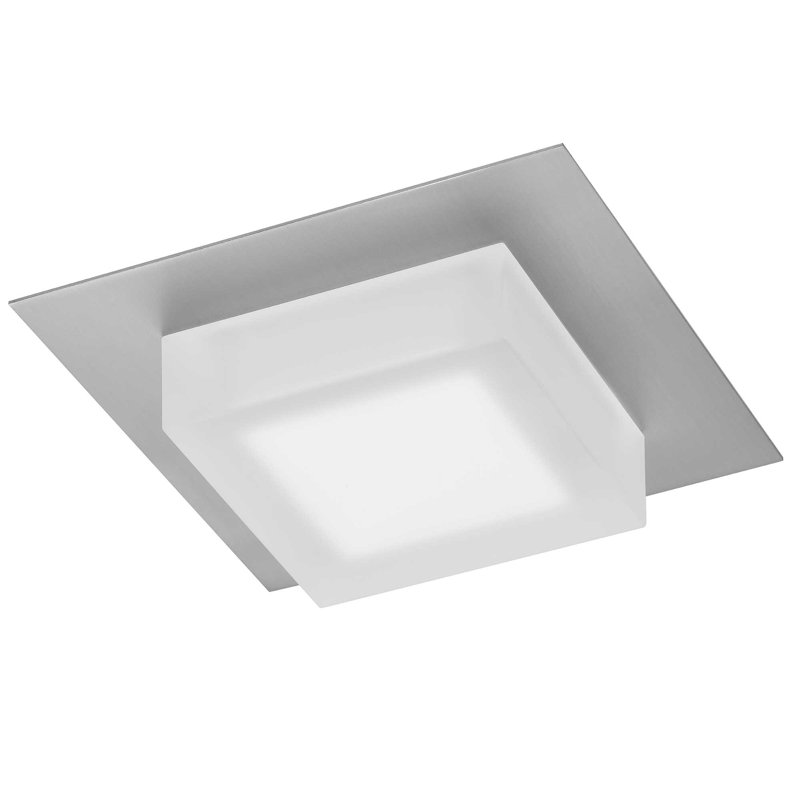 Plafonnier encastré à DEL intégré, H 2,75 po x l 8 po x P 8 po, Chrome chrome