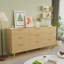 Commode 9 tiroirs moderne avec poignées en métal doré et pieds en bois - Commode minimaliste pour la chambre à coucher ou le salon