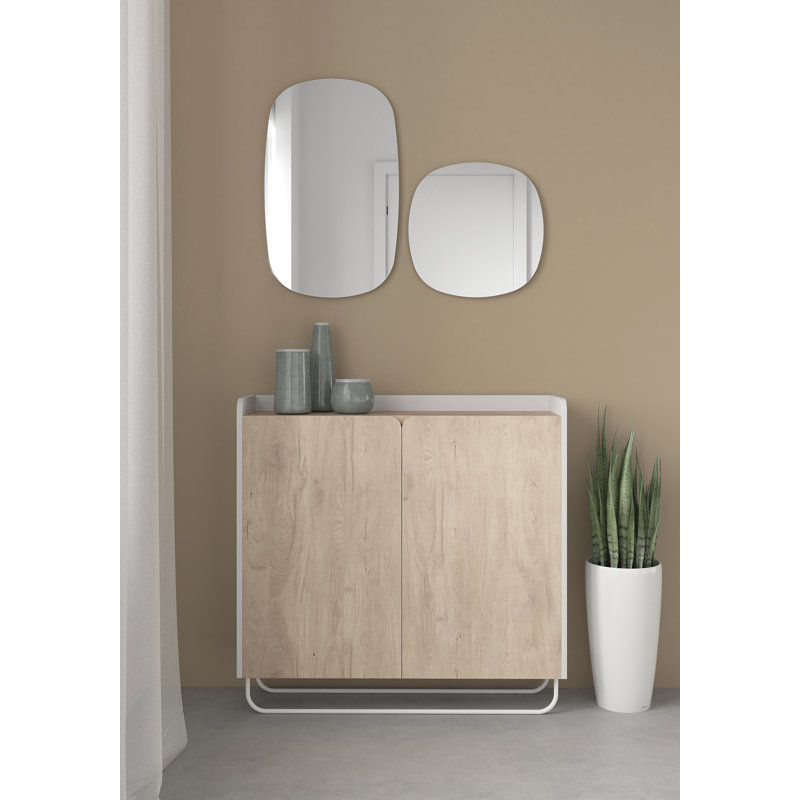 Brunsville Wood Flat Wall Mirror, Black