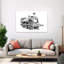 Dessin de machine à vapeur classique classique, architecture industrielle rétro, impression d'art mural-133972628