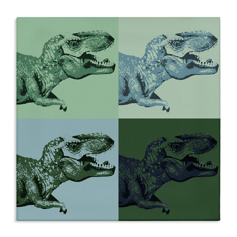 «Roaring T-Rex Dinosaur Kids Vintage Pop Style» par Daphne Polselli, impression sur toile tendue