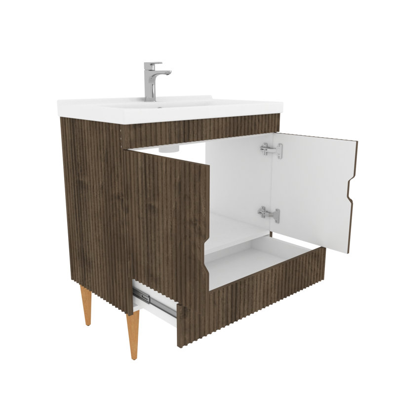 Sahra Bathroom Vanity, Walnut, 80cm