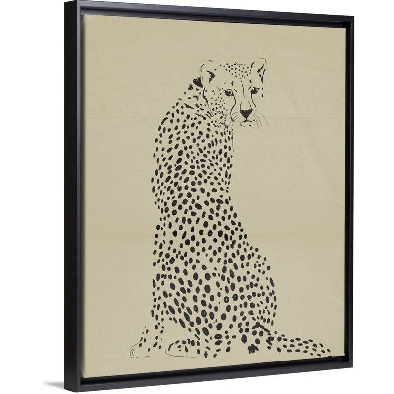 Décoration murale guépard i kids, H 30 po x l 24 po x P 1,2 po, Cadre pour toile flottant noir