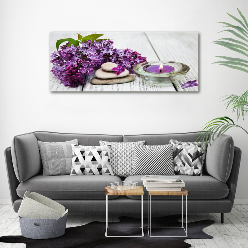 Lilac and Zen stones 1 Piece Wall Art, 50cm H x 125cm W x 2cm D, Canvas