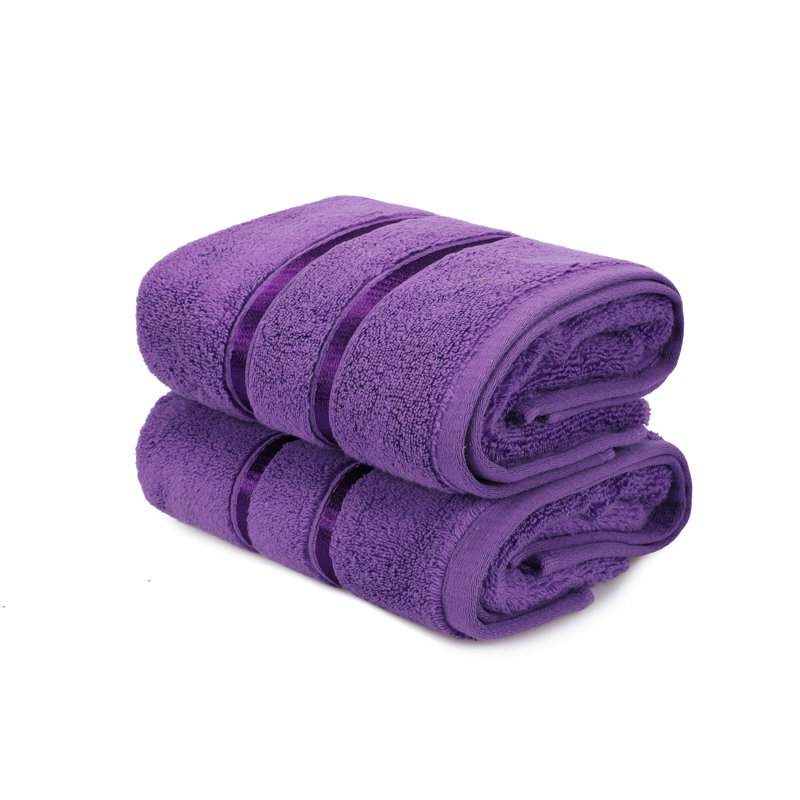 Ensemble de serviettes essuie-mains 100% coton 2 pièces, Lilas foncé