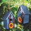 Cabane à oiseaux, nichoirs pour oiseaux, nichoir à fleurs en bois rustique pour oiseaux à l'extérieur, maison de mariage suspendue pour décoration de jardin, bleu