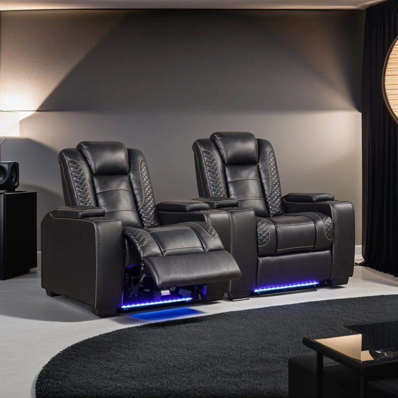  Fauteuil de cinéma maison inclinable électrique 39 po avec porte-gobelet DEL et appui-tête réglable 39 po USB (ensemble de 2)