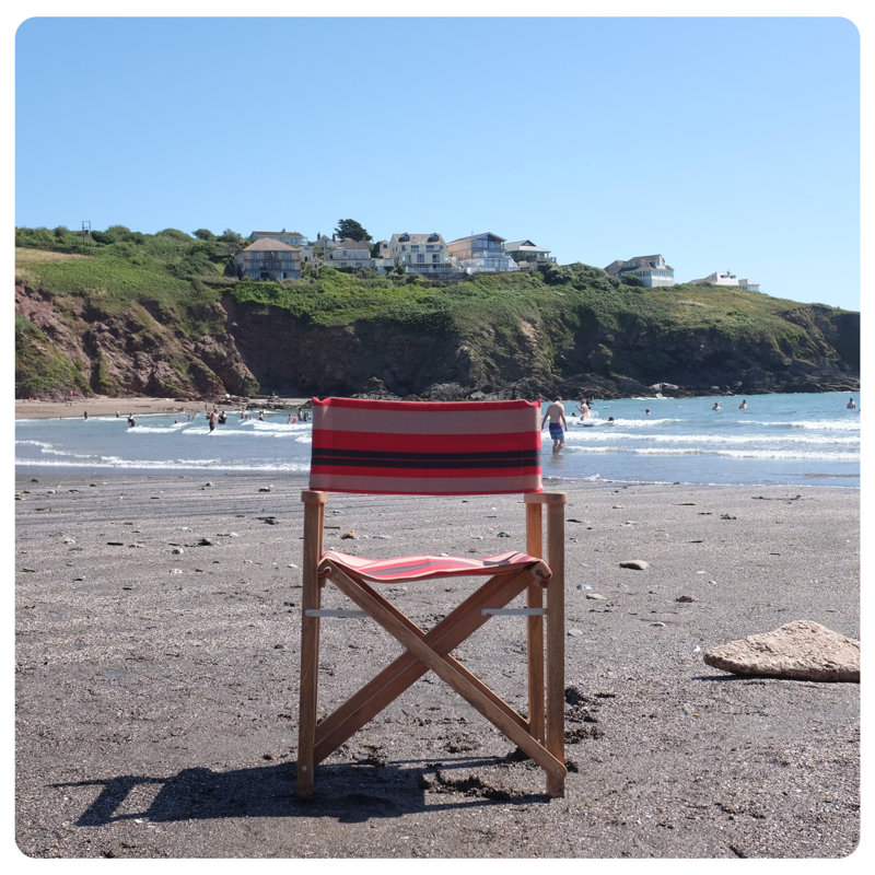 Cream Premium Director's Chair, Brown/Yellow/Red/Green