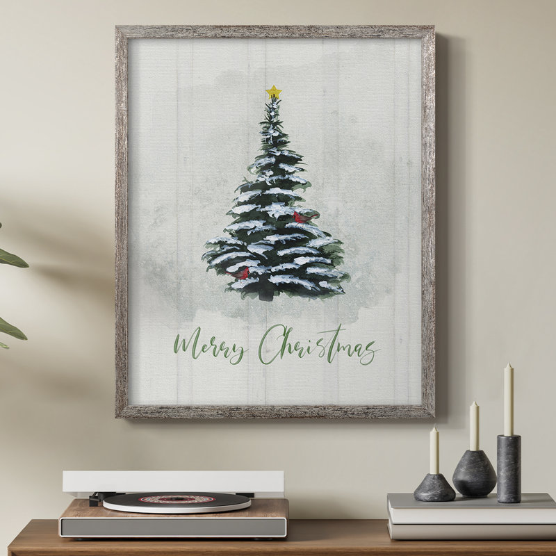 Winter Pine Christmas Framed Print - Solid Wood, 21" H x 17" W