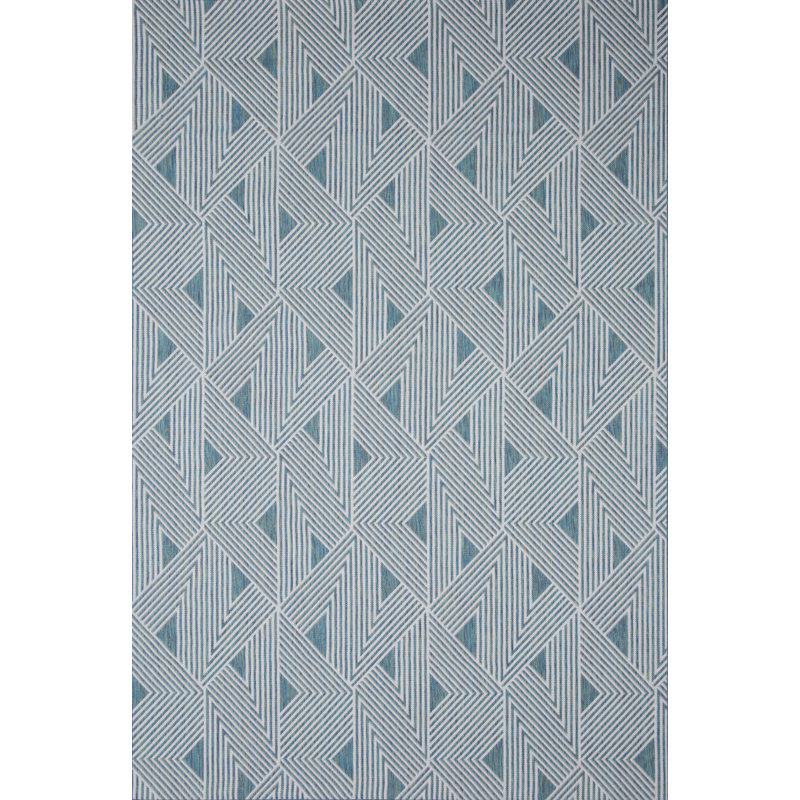 Tapis bleu sarcelle intérieur / extérieur Bertelle, Rectangle 6 pi 6 po x 9 pi