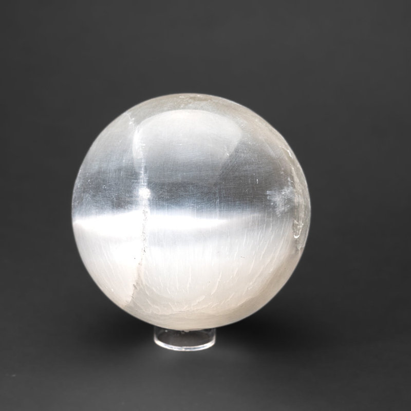 Sélénite véritable oeil de chat poli véritable (4,5 po) très grande sphère