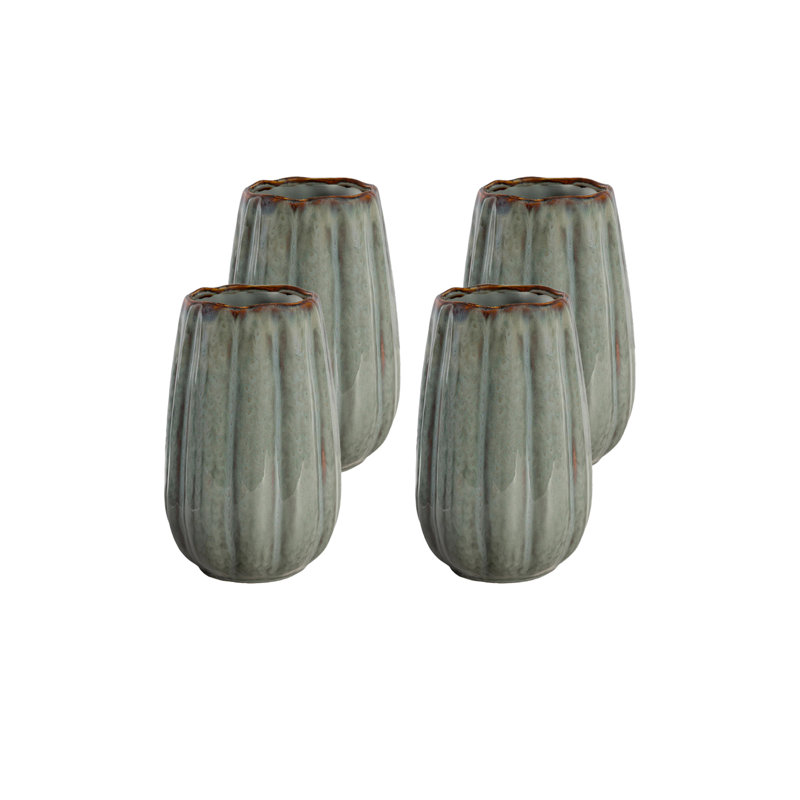  Vase en céramique cannelé gris Mistvale