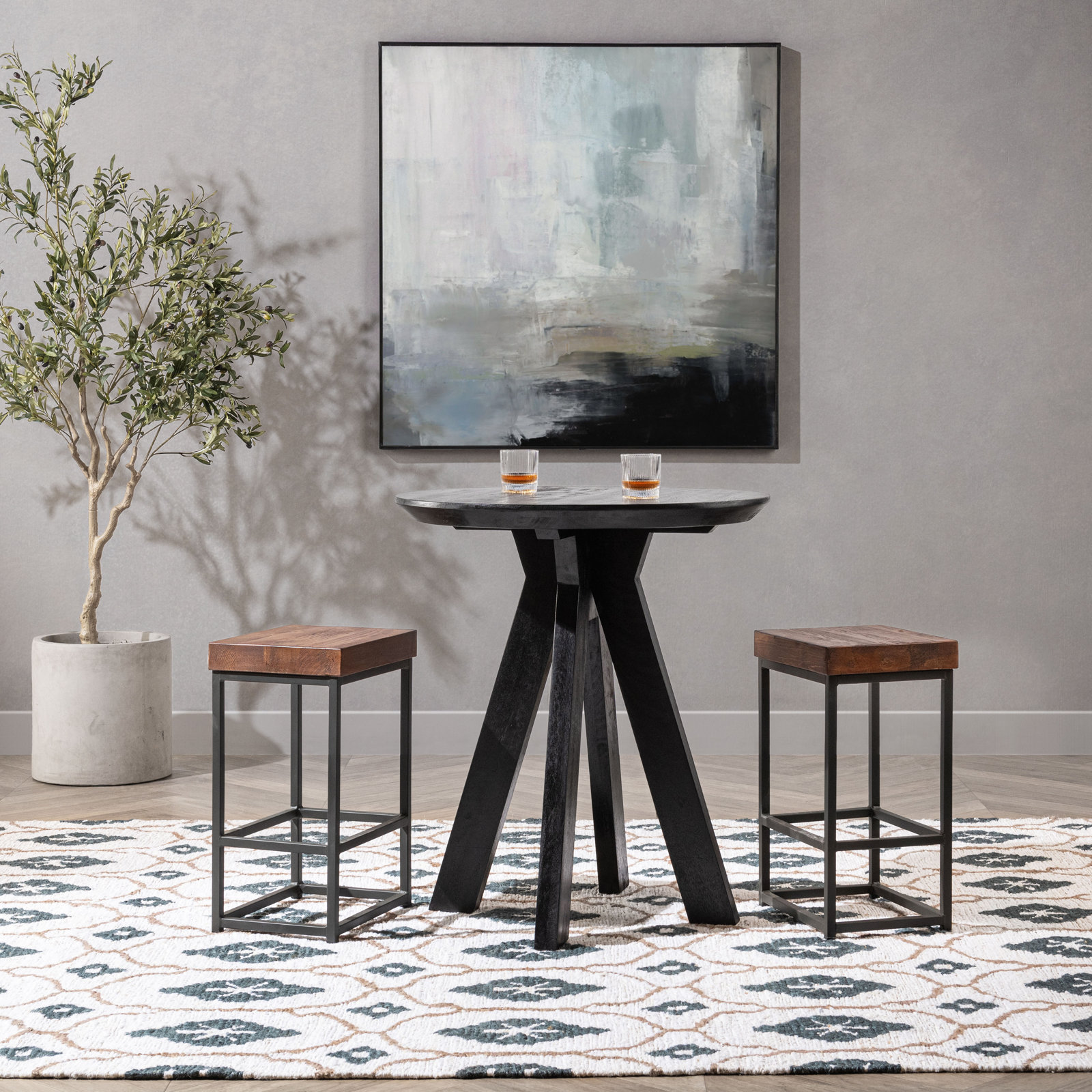 Furley Mango Dining Table, 36", Black