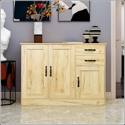 Buffet moderne en bois avec 2 portes et tiroirs, console de salle à manger