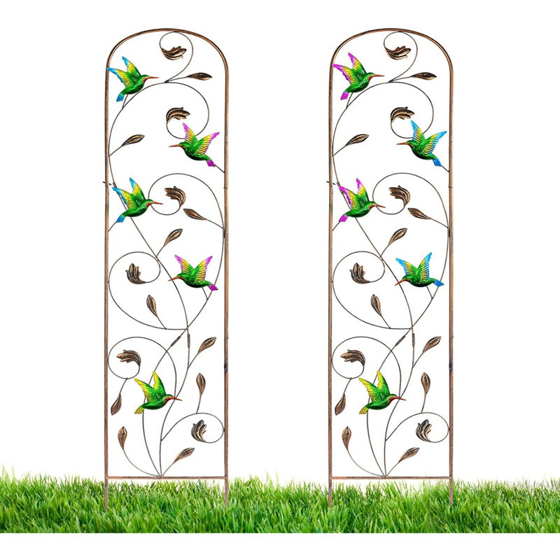 Paquet de 2 treillis de jardin en métal avec colibri haut de 60 po