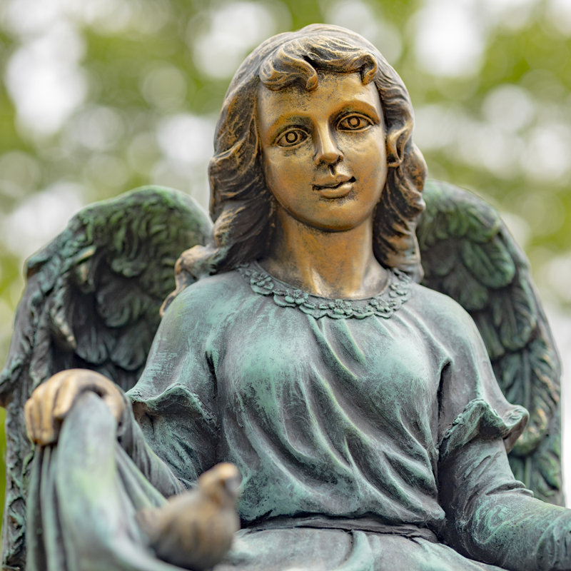Statue de jardin ange assis enfant magnésium, Bronze antiqque