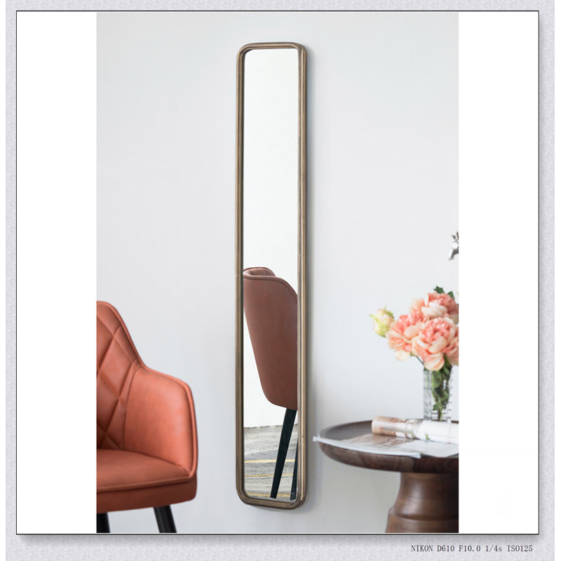 Miroir pleine grandeur avec cadre en métal doré antique, miroir long pour le couloir