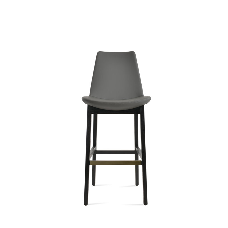Eiffel Wood Stool, Bar Stool (29” Seat Height), Gray/Faux Leather