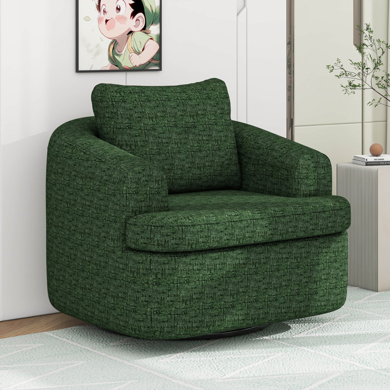 Fauteuil demi-tonneau pivotant à 360 ° avec mousse haute densité, fauteuil de lecture moderne, Vert