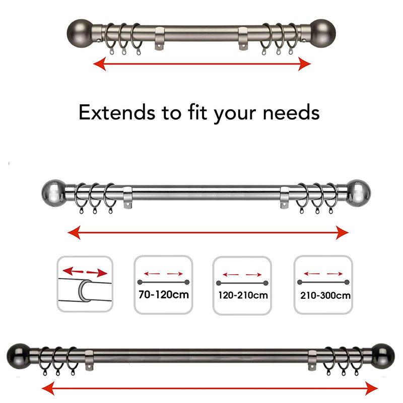 Adjustable Single Pole, 7cm H x 210cm W x 6cm D