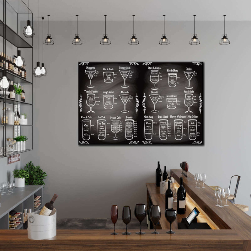 «Recipes Cocktail Ingredients», reproduction sur toile, H 8 po x l 12 po x P 1 po