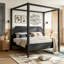 Lit plateforme à baldaquin en bois avec tête de lit-1706507011-1706507009