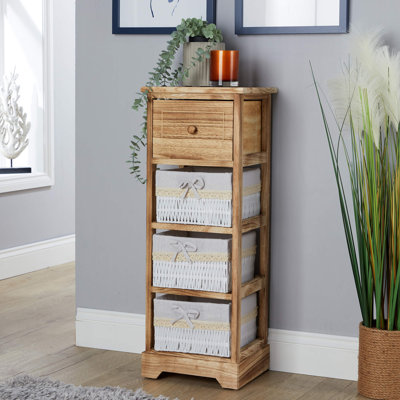 Canby Fully Assembled 4 Woven Basket Drawer Storage Unit