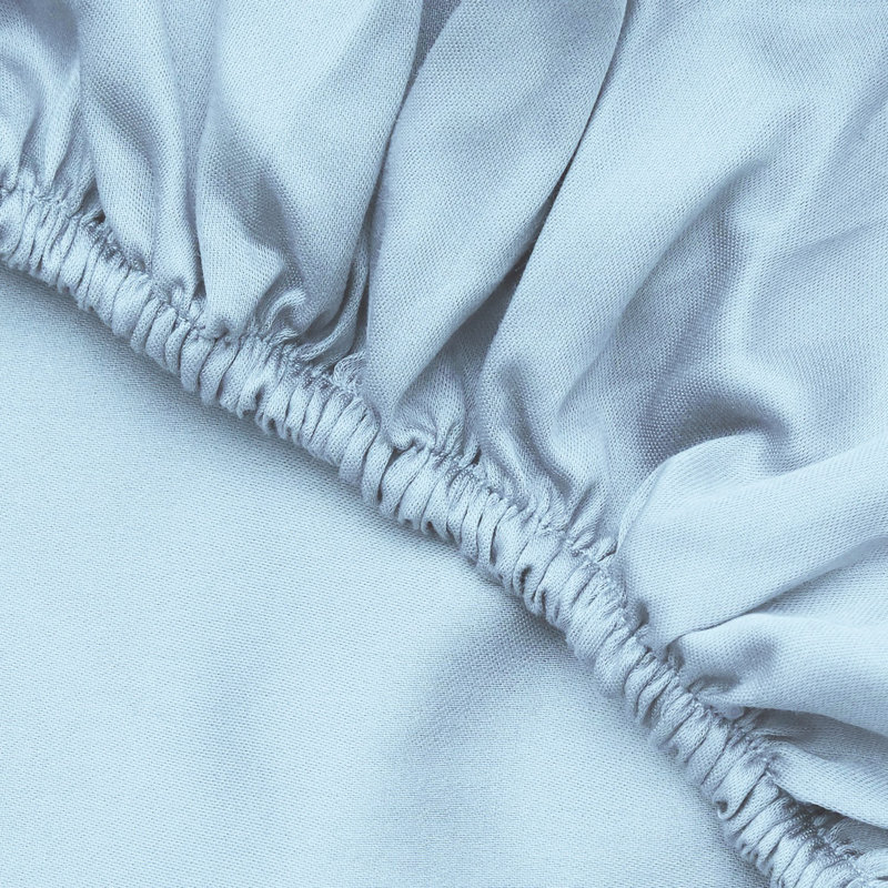 Premium Ranforce Fitted Sheet, Light Blue, 63 x 79 + 11.8 Deep Pocket | 100% Soft Cotton, 155 Thread Count | Easy Care, Machine Washable at 86°F | Perfect for Luxurious Sleep Experience